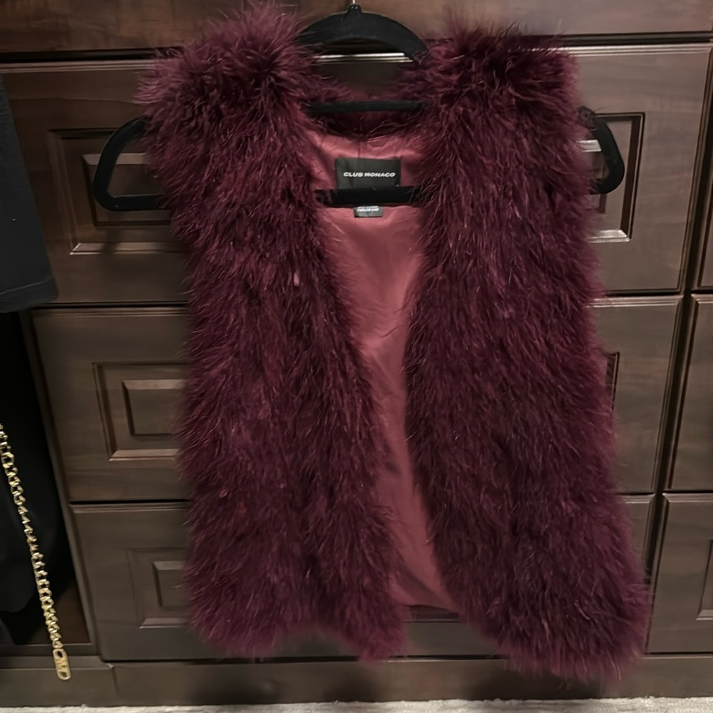 Maroon fur vest